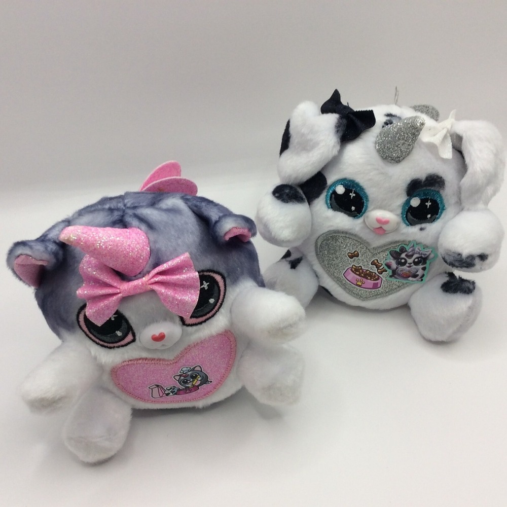 Lot 2 Kittycorn Puppycorn Zuru Sparkle Heart Unicorn Heart Plush Toy 5" HTF